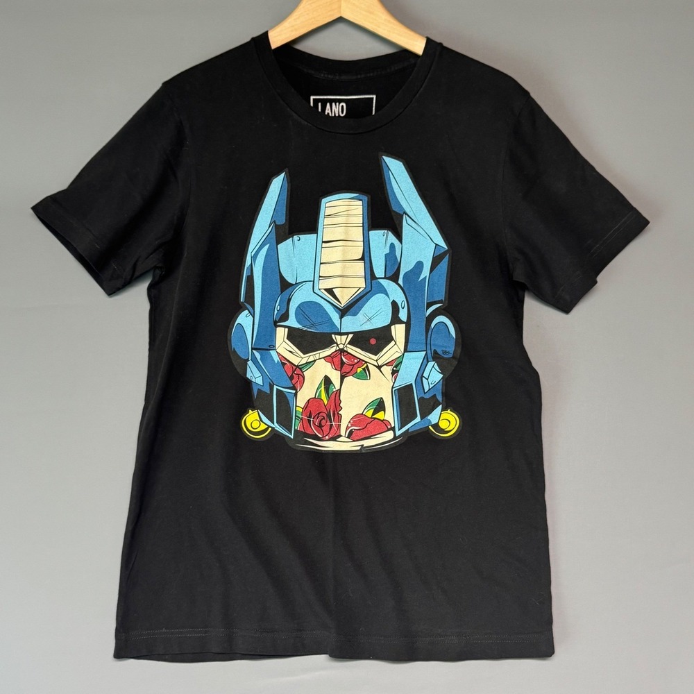 Lano For Public Mens Optimus‎ Prime Robot Rose Graphic T-Shirt Black Medium
